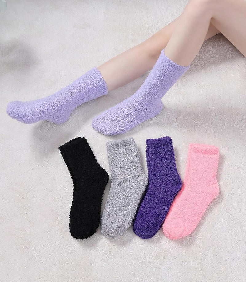 SDBING Fuzzy Socks for Women Soft Fluffy Home Sleeping Socks Cozy Warm Slipper Socks 6 or 5 Pairs - Image 4